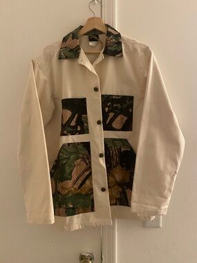 Stan Ray Ivory Painters Utility Jacket with Green Camo Trim